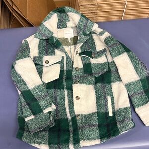 Avec Les Filles Green and Cream Checkered Jacket